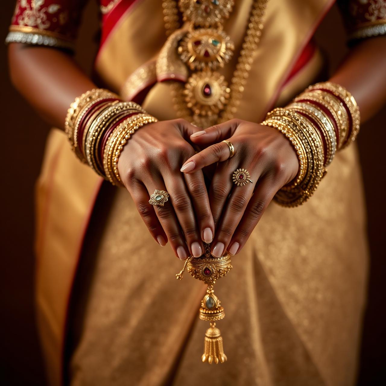 Bride wearing layered Kerala bridal jewellery